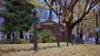 Movie still from “Paranoid Park” (2007), directed by Gus Van Sant – A group of metal poles sitting next to each other; Extreme Wide shot, Low angle
