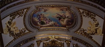 Movie still from “Patton” (1970), directed by Franklin J. Schaffner – A painting on the ceiling of a church; Extreme Wide shot, Overhead angle