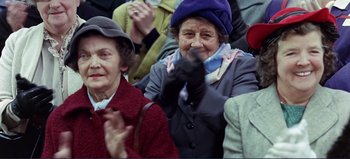 Movie still from “Patton” (1970), directed by Franklin J. Schaffner – A group of older women sitting next to each other; Close Up shot, High angle