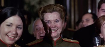 Movie still from “Patton” (1970), directed by Franklin J. Schaffner – A person wearing a military uniform; Close Up shot, Low angle