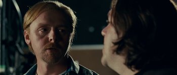 Movie still from “Paul” (2011), directed by Greg Mottola – A man and a woman talking to each other; Close Up shot, Over the shoulder angle