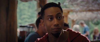 Movie still from “Percy Jackson: Sea of Monsters” (2013), directed by Thor Freudenthal – A person with a horned hat on; Close Up shot, Over the shoulder angle