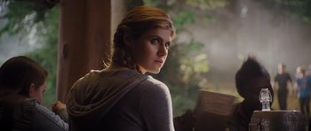 Movie still from “Percy Jackson: Sea of Monsters” (2013), directed by Thor Freudenthal – A beautiful young lady sitting in front of a window; Close Up shot, Low angle