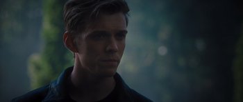 Movie still from “Percy Jackson: Sea of Monsters” (2013), directed by Thor Freudenthal – A person wearing a black shirt; Close Up shot, Over the shoulder angle