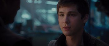 Movie still from “Percy Jackson: Sea of Monsters” (2013), directed by Thor Freudenthal – A young man is looking into the distance; Close Up shot, Over the shoulder angle