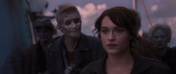 Movie still from “Percy Jackson: Sea of Monsters” (2013), directed by Thor Freudenthal – A man and a woman dressed like zombies; Close Up shot, Over the shoulder angle
