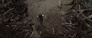 Movie still from “Pet Sematary” (2019), directed by Kevin Kölsch – A young child is standing in the woods; Wide shot, High angle