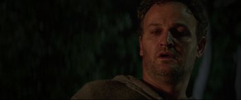 Movie still from “Pet Sematary” (2019), directed by Kevin Kölsch – A person with a bandage on his face; Close Up shot, Low angle