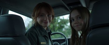 Movie still from “Pete's Dragon” (2016), directed by David Lowery – A woman and a young girl in a car; Close Up shot, Low angle