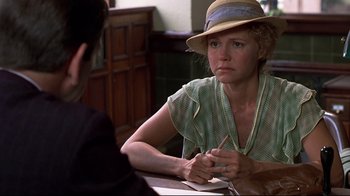 Movie still from “Places in the Heart” (1984), directed by Robert Benton – A woman sitting at a table in front of a man; Close Up shot, Over the shoulder angle