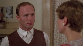 Movie still from “Places in the Heart” (1984), directed by Robert Benton – A man and a woman talking to each other; Close Up shot, Over the shoulder angle