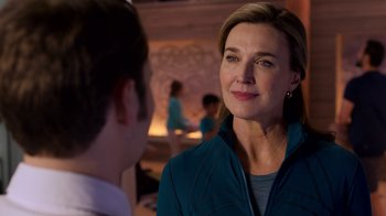 Movie still from “13 Reasons Why” (2017), created by Brian Yorkey – A person talking to another person; Close Up shot, Over the shoulder angle