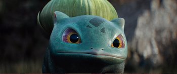 Movie still from “Pokémon: Detective Pikachu” (2019), directed by Rob Letterman – The face of a pokemon figure; Extreme Close Up shot, High angle