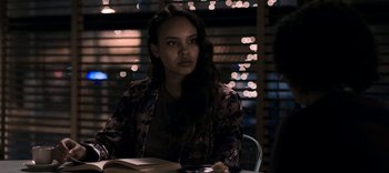 Movie still from “13 Reasons Why” (2017), created by Brian Yorkey – Close Up shot, Over the shoulder angle