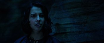 Movie still from “Power Rangers” (2017), directed by Dean Israelite – A person in a dark room; Close Up shot, Over the shoulder angle
