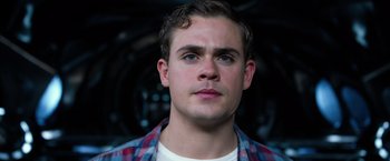 Movie still from “Power Rangers” (2017), directed by Dean Israelite – A person wearing a plaid shirt; Close Up shot, Low angle