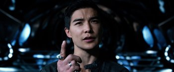 Movie still from “Power Rangers” (2017), directed by Dean Israelite – A person wearing a ring; Close Up shot, Over the shoulder angle