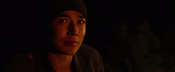 Movie still from “Power Rangers” (2017), directed by Dean Israelite – A person wearing a hat; Close Up shot, Over the shoulder angle