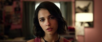 Movie still from “Power Rangers” (2017), directed by Dean Israelite – A person with short black hair; Close Up shot, Over the shoulder angle