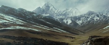 Movie still from “Prince of Persia: The Sands of Time” (2010), directed by Mike Newell – A mountain range with snow on top of it; Extreme Wide shot, Low angle
