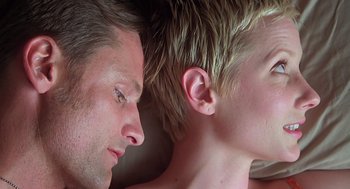 Movie still from “Psycho” (1998), directed by Gus Van Sant – A man and a boy's faces; Close Up shot, Overhead angle