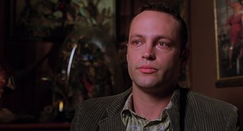 Movie still from “Psycho” (1998), directed by Gus Van Sant – A person wearing a jacket; Close Up shot, Low angle