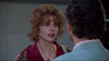 Movie still from “Quick Change” (1990), directed by Howard Franklin – A person talking to another person; Close Up shot, Over the shoulder angle