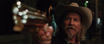 Movie still from “R.I.P.D.” (2013), directed by Robert Schwentke – A person wearing a cowboy hat; Close Up shot, Low angle