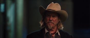 Movie still from “R.I.P.D.” (2013), directed by Robert Schwentke – A person wearing a cowboy hat; Close Up shot, Low angle