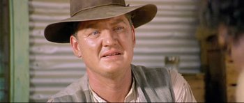 Movie still from “Rabbit-Proof Fence” (2002), directed by Phillip Noyce – A person wearing a hat; Close Up shot, Low angle