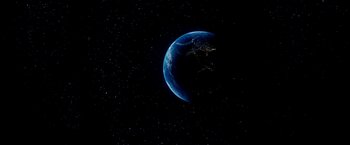 Movie still from “Race to Witch Mountain” (2009), directed by Andy Fickman – A view of the earth from space at night; Extreme Wide shot, High angle