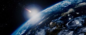 Movie still from “Race to Witch Mountain” (2009), directed by Andy Fickman – A view of the earth taken from the space shuttle; Extreme Wide shot, High angle