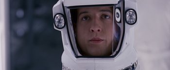 Movie still from “Race to Witch Mountain” (2009), directed by Andy Fickman – A person wearing a space helmet; Close Up shot, Overhead angle