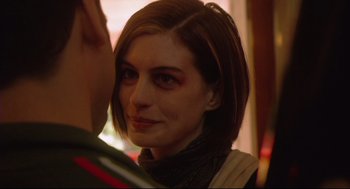 Movie still from “Rachel Getting Married” (2008), directed by Jonathan Demme – A person wearing a scarf; Close Up shot, Over the shoulder angle