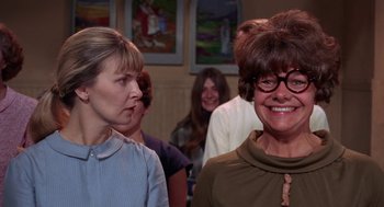 Movie still from “Rachel, Rachel” (1968), directed by Paul Newman – Two women standing next to each other in a room; Close Up shot, Over the shoulder angle