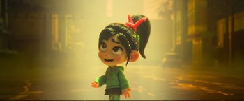 Movie still from “Ralph Breaks the Internet” (2018), directed by Rich Moore – A small doll of a character from the animated movie , wreck - it - ralph; Close Up shot, High angle