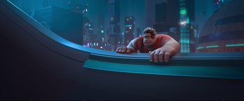 Movie still from “Ralph Breaks the Internet” (2018), directed by Rich Moore – A scene from the animated movie ralph breaks the internet; Wide shot, Low angle