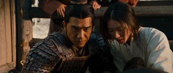 Movie still from “Red Cliff” (2008), directed by John Woo – A man and a woman are looking at each other; Close Up shot, Over the shoulder angle