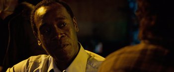 Movie still from “Reign Over Me” (2007), directed by Mike Binder – A person wearing a white shirt; Close Up shot, Over the shoulder angle