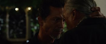 Movie still from “Ride Along 2” (2016), directed by Tim Story – A person with a beard; Close Up shot, Over the shoulder angle