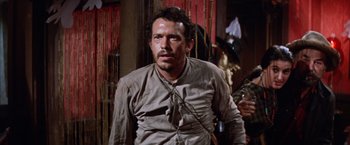 Movie still from “Ride the High Country” (1962), directed by Sam Peckinpah – A person standing in a room near a wall; Medium shot, Low angle