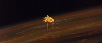 Movie still from “Robinson Crusoe on Mars” (1964), directed by Byron Haskin – An image of an object in the middle of the night sky; Extreme Wide shot, Low angle