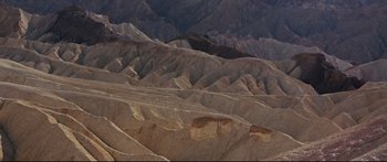 Movie still from “Robinson Crusoe on Mars” (1964), directed by Byron Haskin – A view of a mountain range in the desert; Extreme Wide shot, High angle