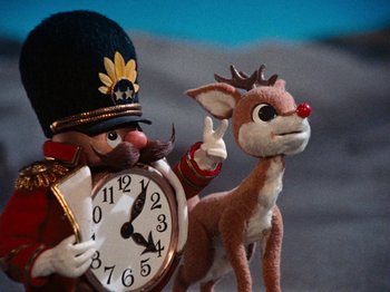 Movie still from “Rudolph's Shiny New Year” (1976), directed by Jules Bass – Medium shot, Low angle