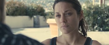 Movie still from “Rust and Bone” (2012), directed by Jacques Audiard – A person with blue eyes; Close Up shot, Over the shoulder angle