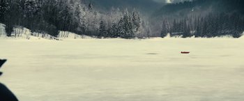 Movie still from “Rust and Bone” (2012), directed by Jacques Audiard – A snowy field with trees in the background; Extreme Wide shot, High angle