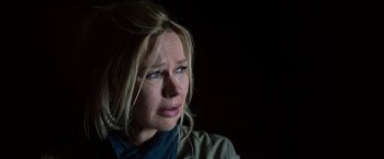 Movie still from “Salt and Fire” (2016), directed by Werner Herzog – A person with blonde hair and blue eyes; Close Up shot, Over the shoulder angle