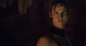 Movie still from “Sanctum” (2011), directed by Alister Grierson – A person wearing a wetsuit; Close Up shot, Low angle