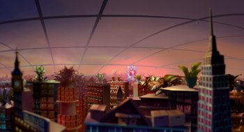 Movie still from “Sausage Party” (2016), directed by Greg Tiernan – A room filled with lots and lots of toys; Extreme Wide shot, High angle