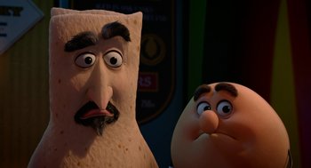 Movie still from “Sausage Party” (2016), directed by Greg Tiernan – A stuffed animal next to another stuffed animal; Close Up shot, Over the shoulder angle